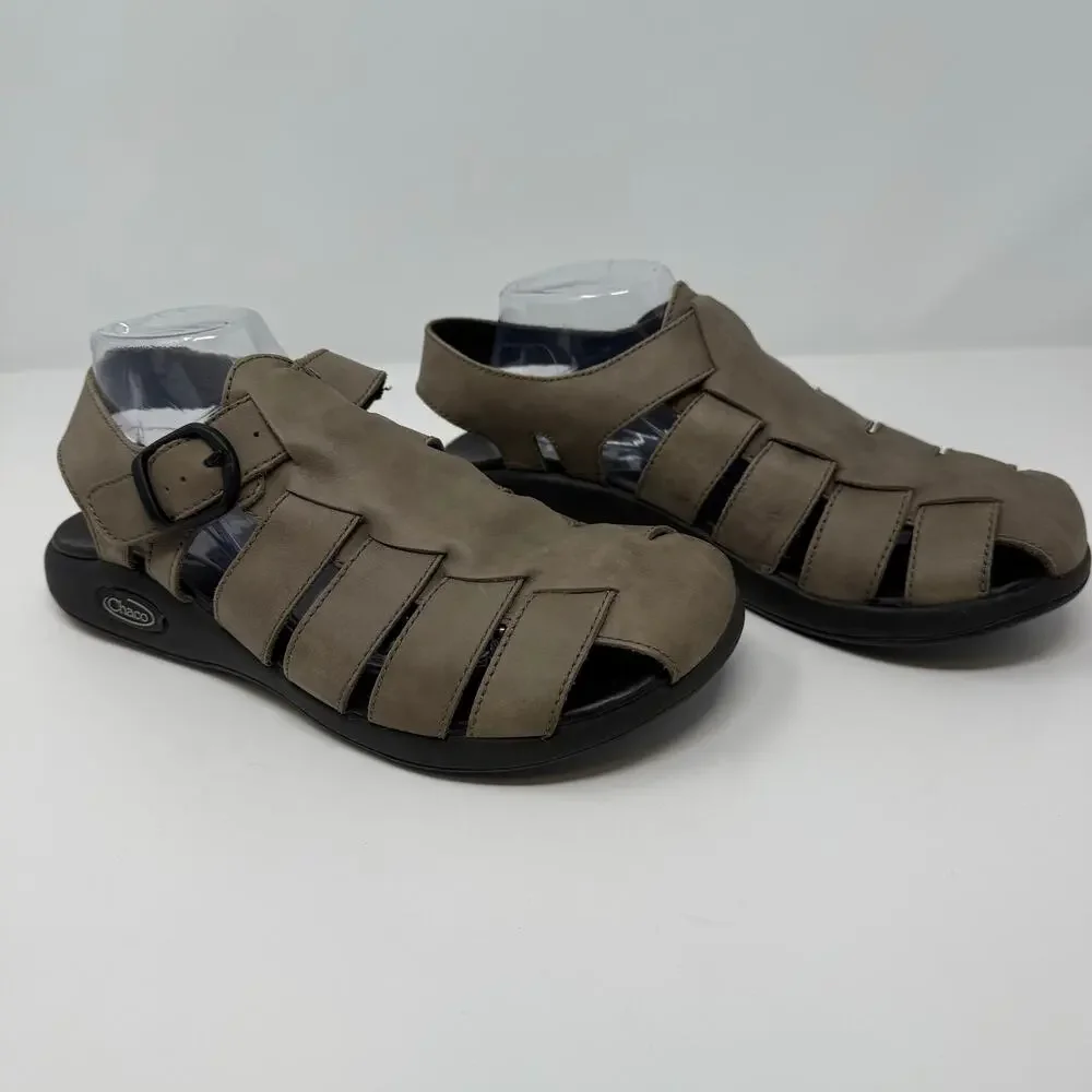 Chaco Fishermen's Sandals Men's 9  Brown Leather Casual Hippie Sandals
